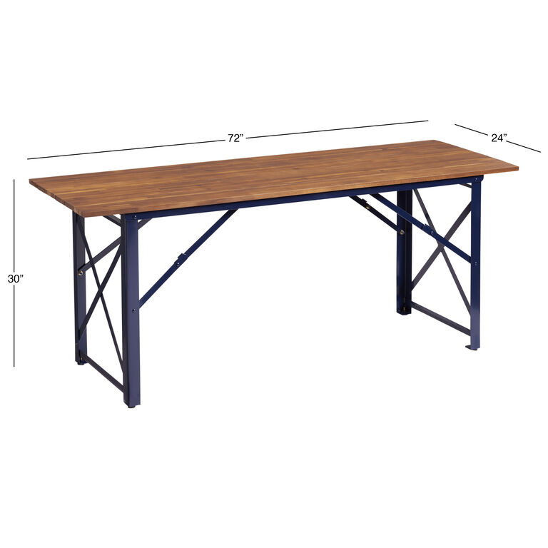 Beer Garden Wood and Metal Folding Outdoor Dining Table image number 7