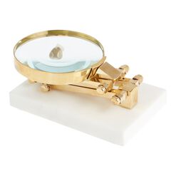 Gold Magnifying Glass with Marble Stand