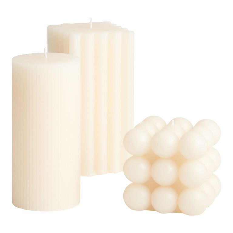 Ivory Unscented Fashion Pillar Candle Collection image number 1