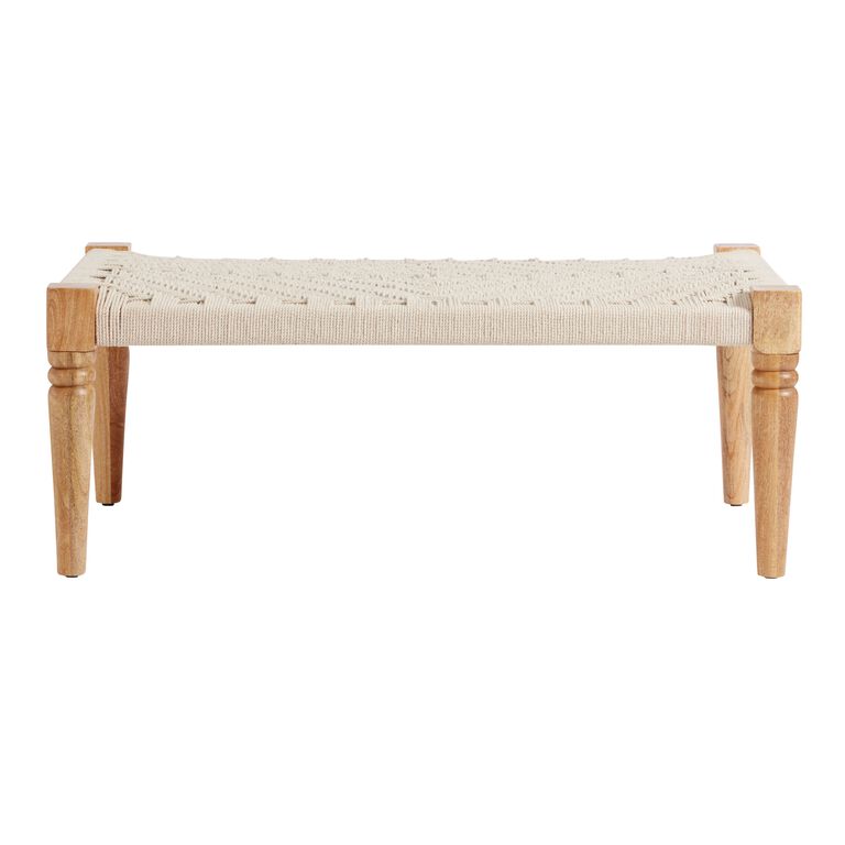 CRAFT Malaki Handwoven Ivory Rope and Wood Bench image number 2