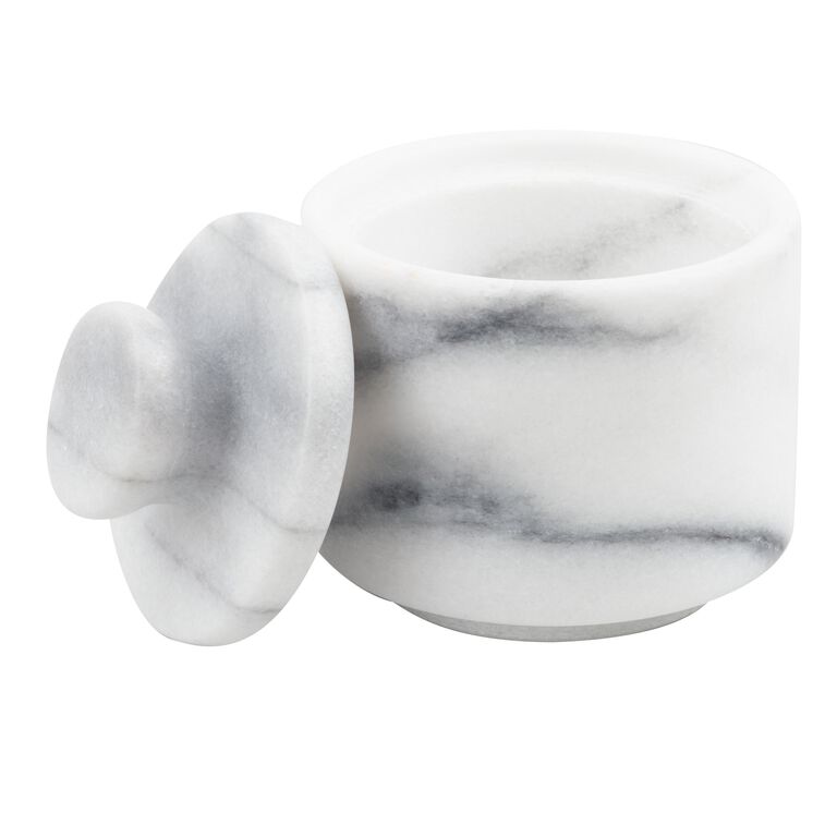 White Marble Salt Cellar with Lid image number 2