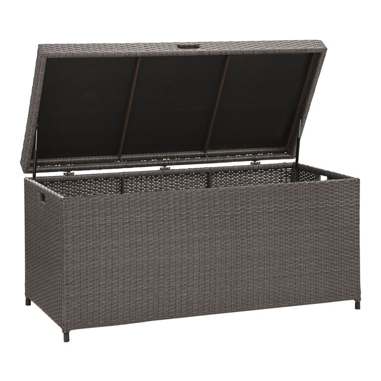 Pinamar Gray All Weather Wicker Outdoor Storage Chest image number 3