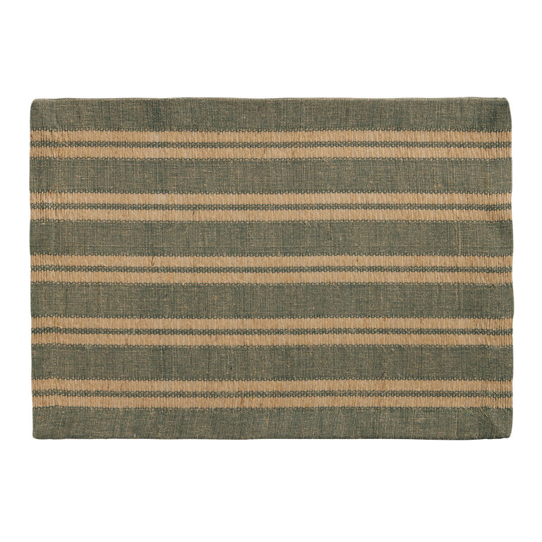Green And Tan Jute Stripe Placemat Set of 4 image number 1