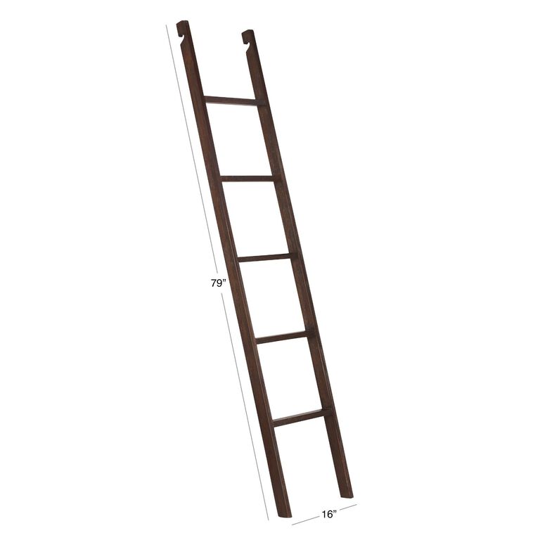Augustus Roasted Cocoa Wood Bookshelf Ladder image number 4