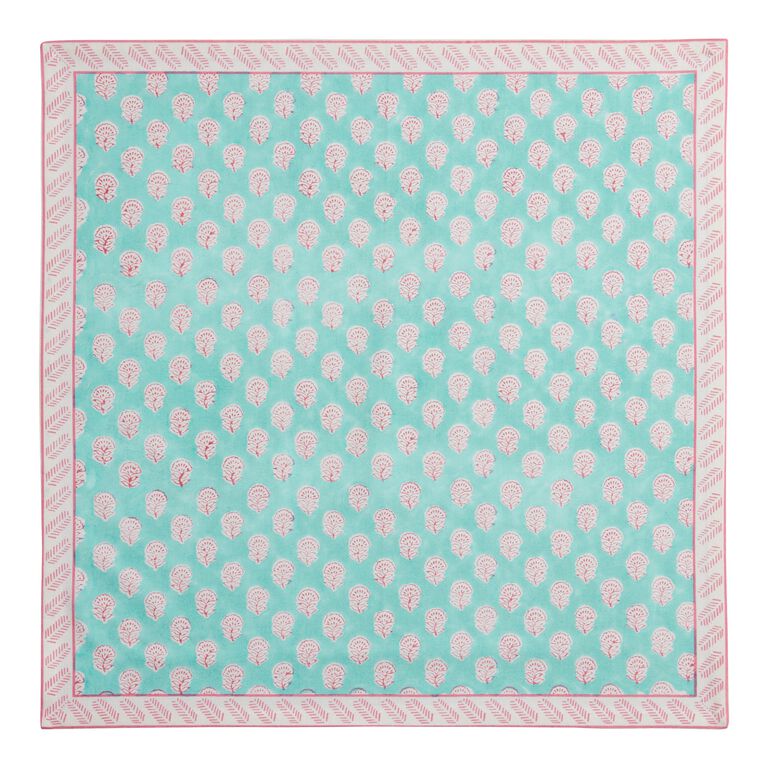 Blue and Pink Block Print Napkin image number 2