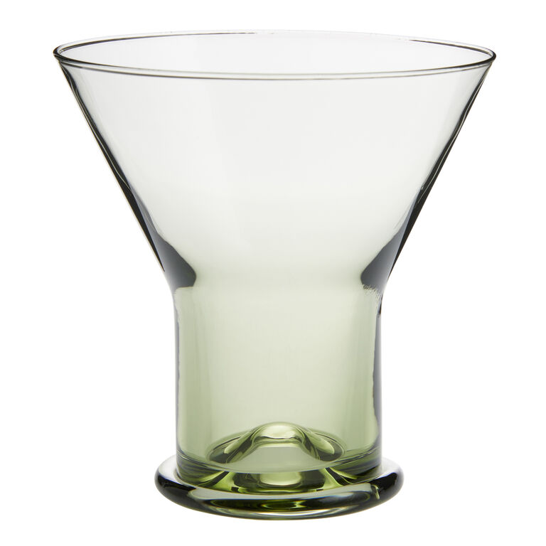 Olive Green Retro Pedestal Martini Glass image number 1