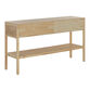 Leith Pine Wood and Rattan Cane Console Table with Shelf image number 3