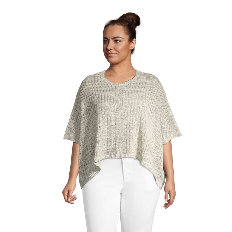 Carly Marled Gray Cropped Sweater image number 1