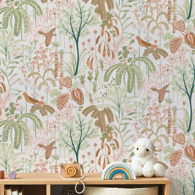 Pink Willow Rainforest Peel And Stick Wallpaper image number 3