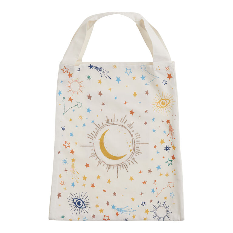 Multicolor Celestial Embroidered Canvas Tote Bag image number 1