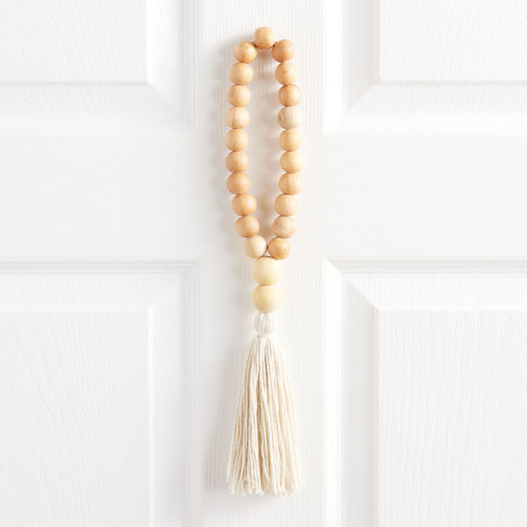Wood Bead With Tassel Door Hanger Decor image number 1