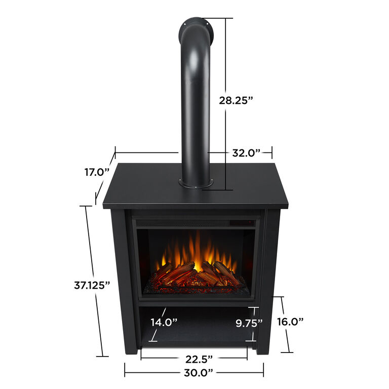 Arcti Black Steel Electric Fireplace with Shelf image number 7