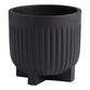 Taylor Large Black Cement Fluted Footed Outdoor Planter image number 0