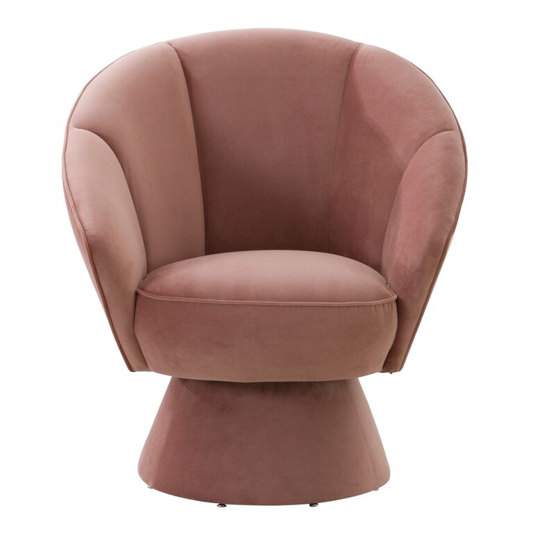 Joni Velvet Channel Tufted Upholstered Swivel Chair image number 3