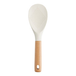 White Silicone and Beech Wood Rice Paddle