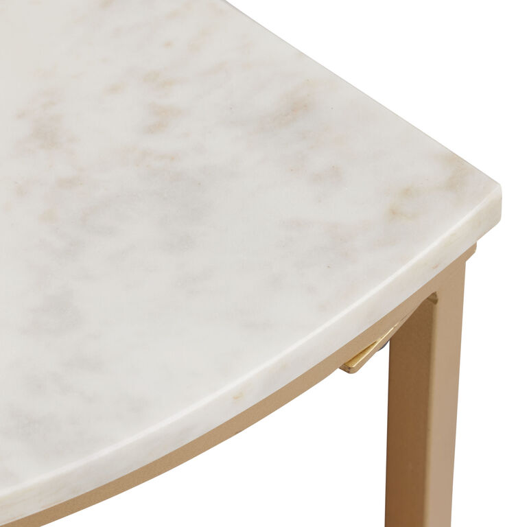 Piper Half Circle Marble Top and Gold Metal Side Table image number 5