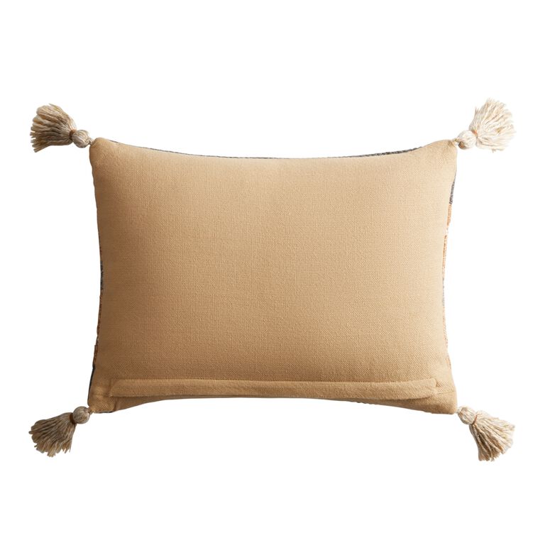 Nova Gray And Rust Kilim Indoor Outdoor Lumbar Pillow image number 3