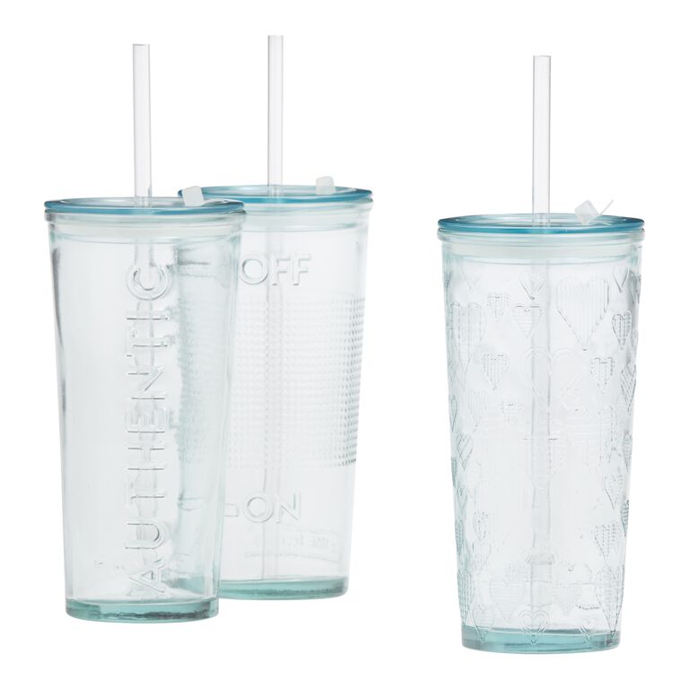 Spanish Recycled Glass To Go Tumbler With Straw image number 1