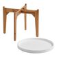 Dorothy Round White Cement and Acacia Outdoor End Table image number 2