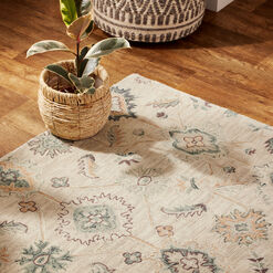 Eliana Sage Green and Purple Floral Tufted Wool Area Rug