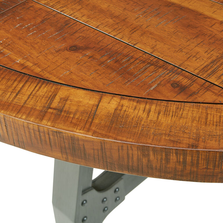 Jenn Round Acacia Wood Adjustable Height Dining Table image number 4