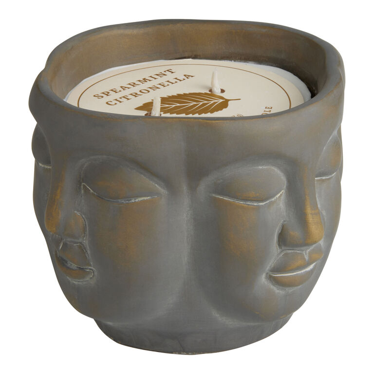 Sculpted Cement Buddha Spearmint Scented Citronella Candle image number 1
