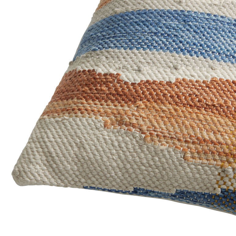 Orange and Blue Chindi Indoor Outdoor Throw Pillow image number 4