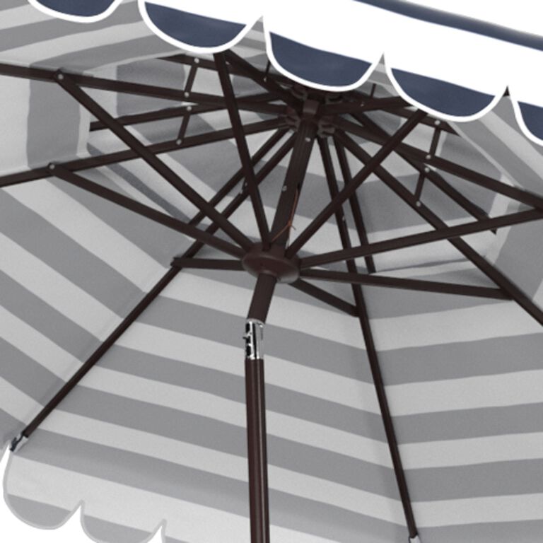 Striped Double Top Scalloped 9 Ft Tilting Patio Umbrella image number 4
