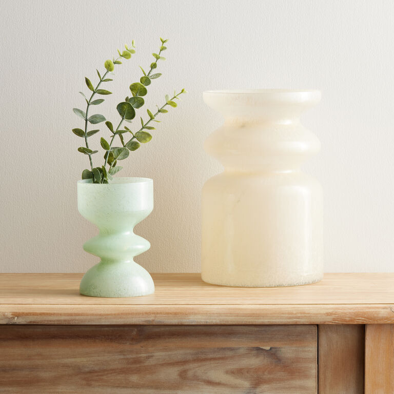 Ivory Speckled Recycled Glass Stacked Vase image number 2
