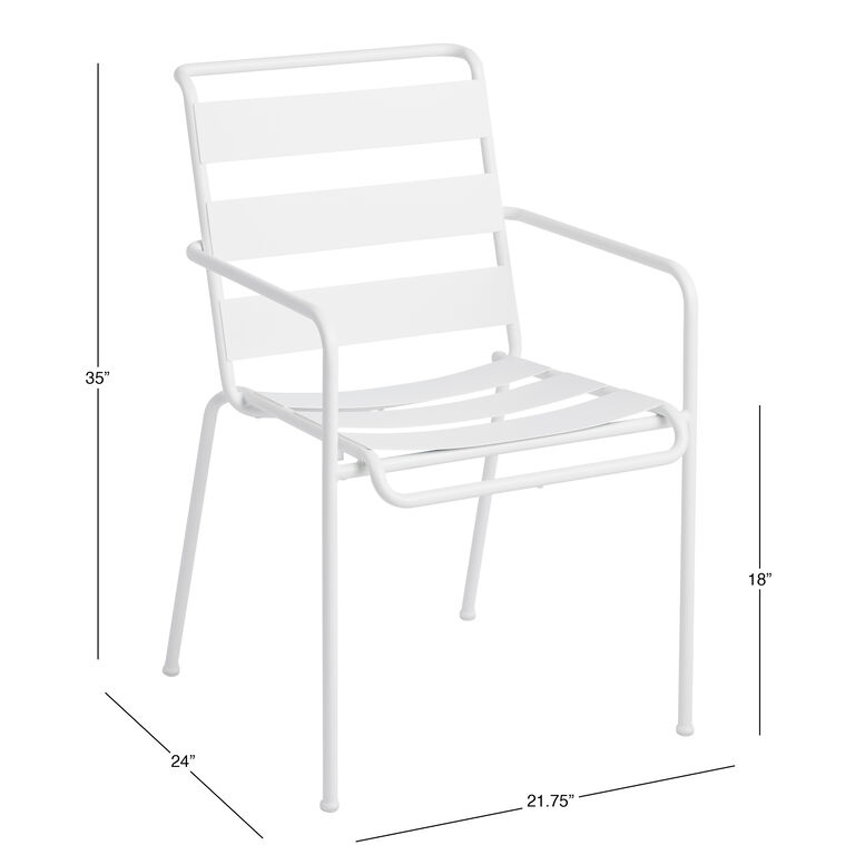 Monteria Steel Slat Outdoor Stacking Dining Armchair Set of 2 image number 6