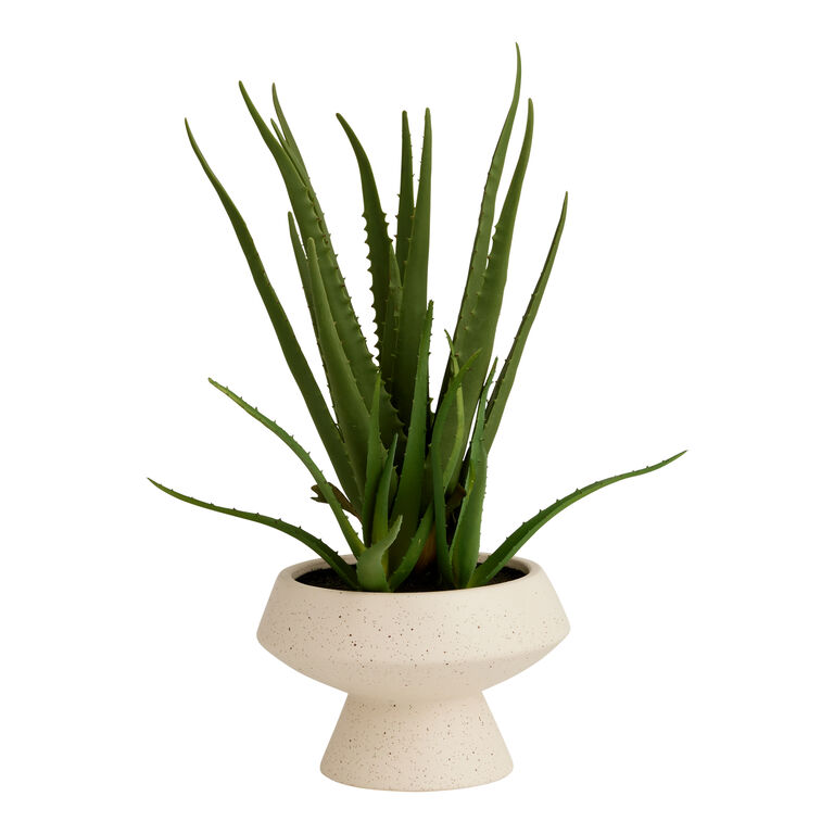 Faux Aloe Plant in Speckled Ivory Ceramic Pot image number 1