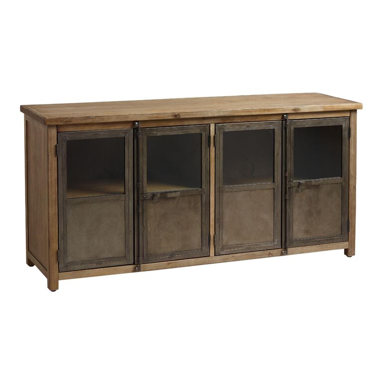 Langley Aged Latte Wood And Metal Storage Cabinet image number 1