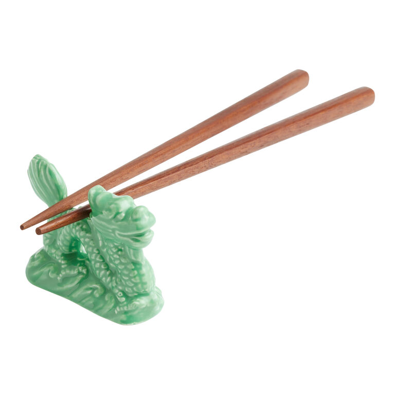 Green Ceramic Dragon Figural Chopstick Rest Set of 2 image number 3