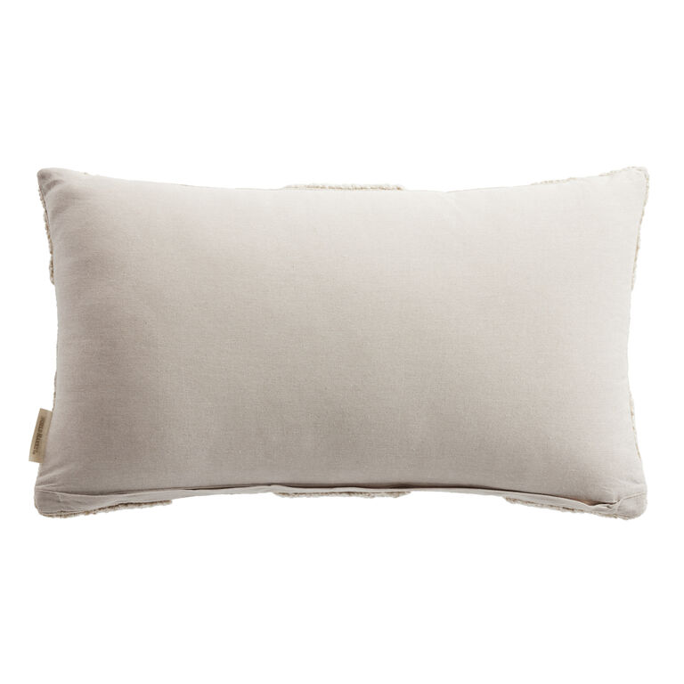 Ivory Checkered Indoor Outdoor Lumbar Pillow image number 3