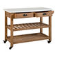 Emil Reclaimed Pine Wood And White Marble Kitchen Cart image number 0