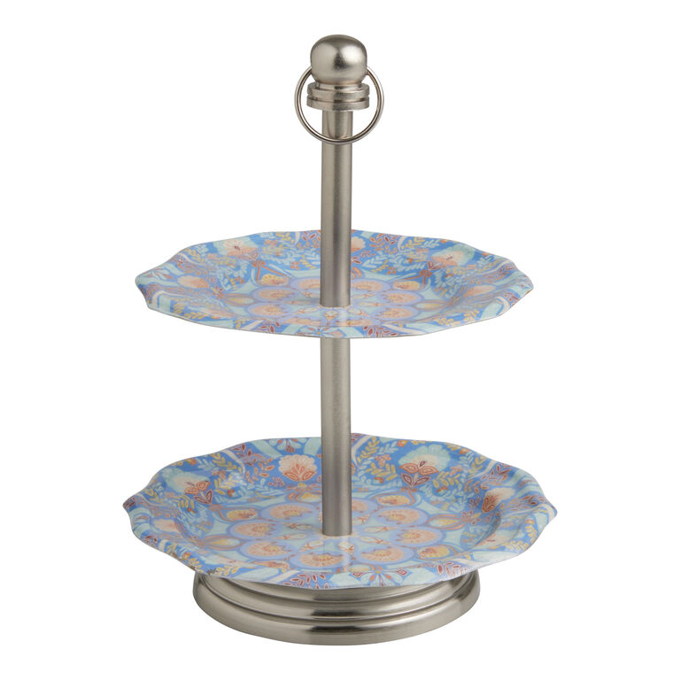 Silver Metal Utopia Palm 2 Tier Jewelry Stand image number 1