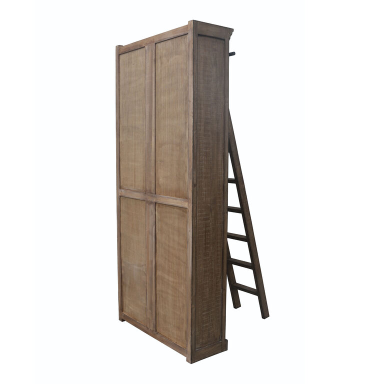 Lonsdale Tall Reclaimed Pine and Metal Bookshelf with Ladder image number 3