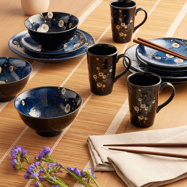 Cherry Blossom Blue Porcelain Mug Set Of 6 image number 2