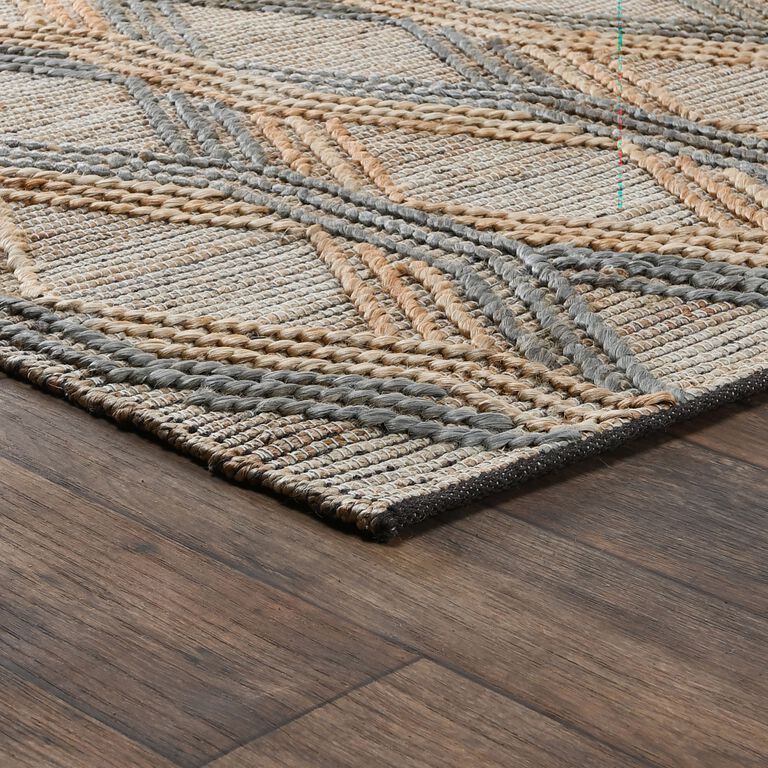 Sylmar Natural And Blue Geometric Jute Area Rug image number 3