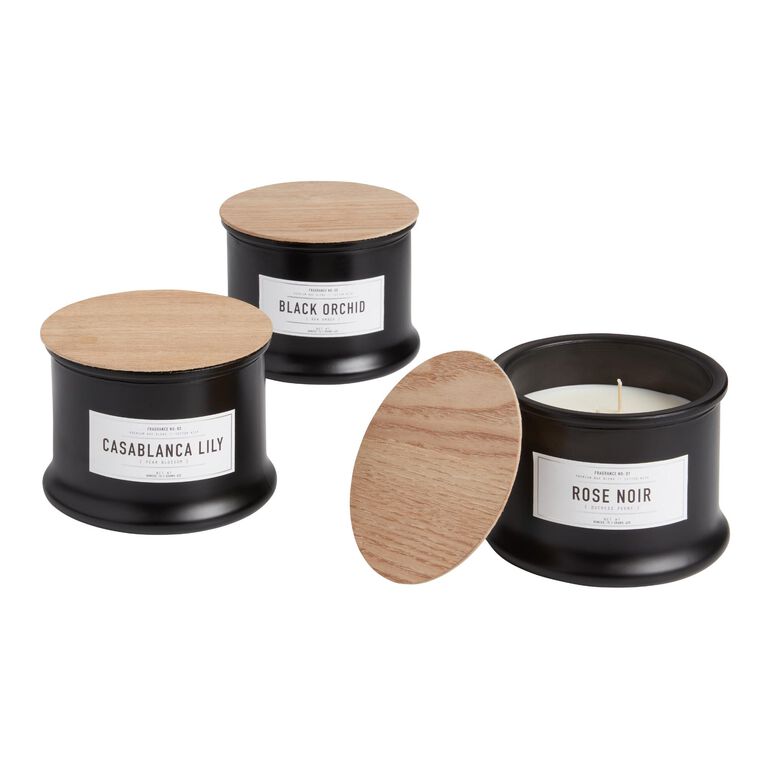 Matte Black Glass 2 Wick Scented Candle Collection image number 1