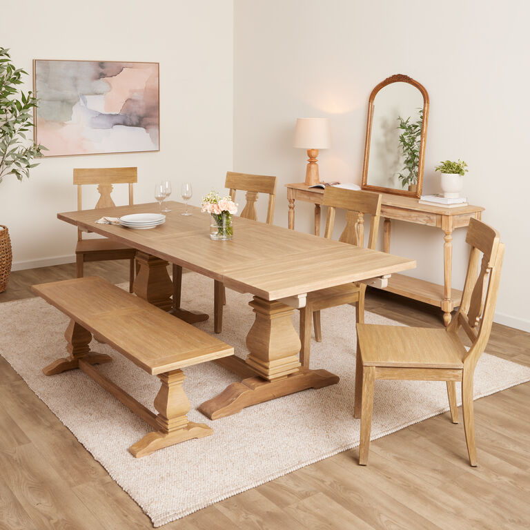 Avila Washed Natural Wood Extension Dining Table image number 2