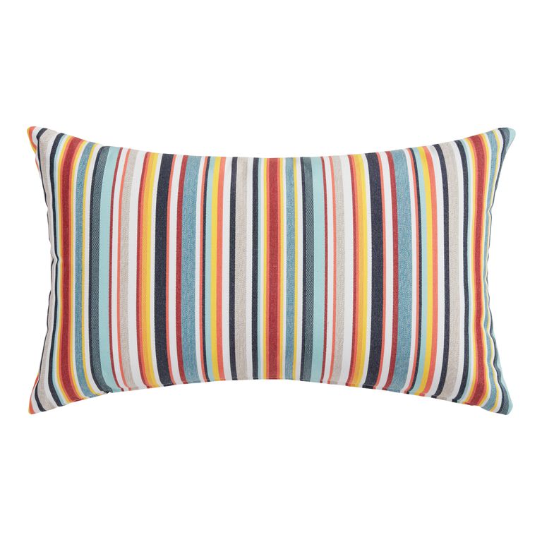 Sunbrella Multicolor Stripe Outdoor Lumbar Pillow image number 1