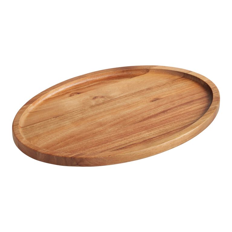 Oval Acacia Wood Trencher Cutting Board image number 1