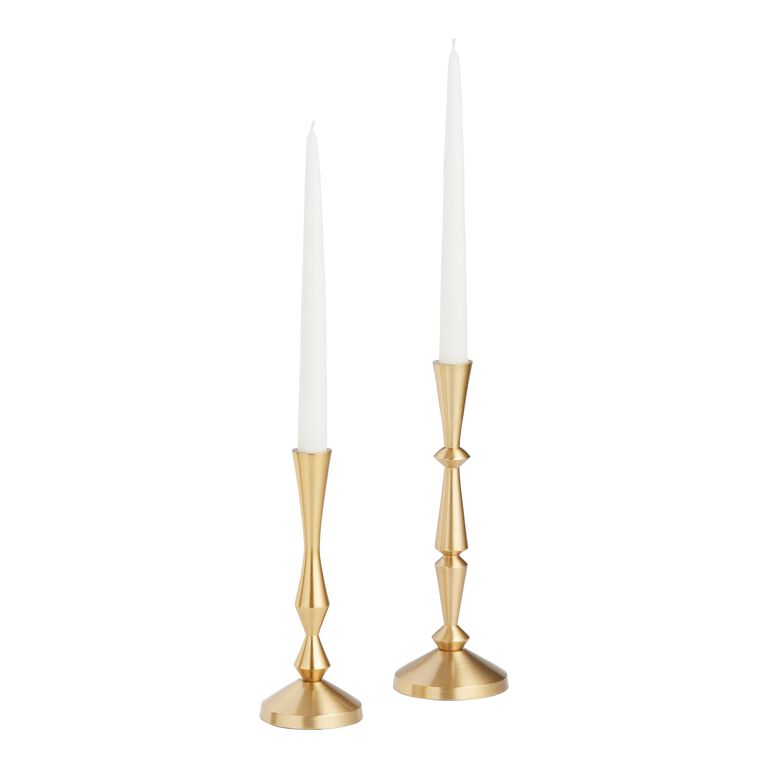 Gold Geometric Taper Candle Holder image number 1