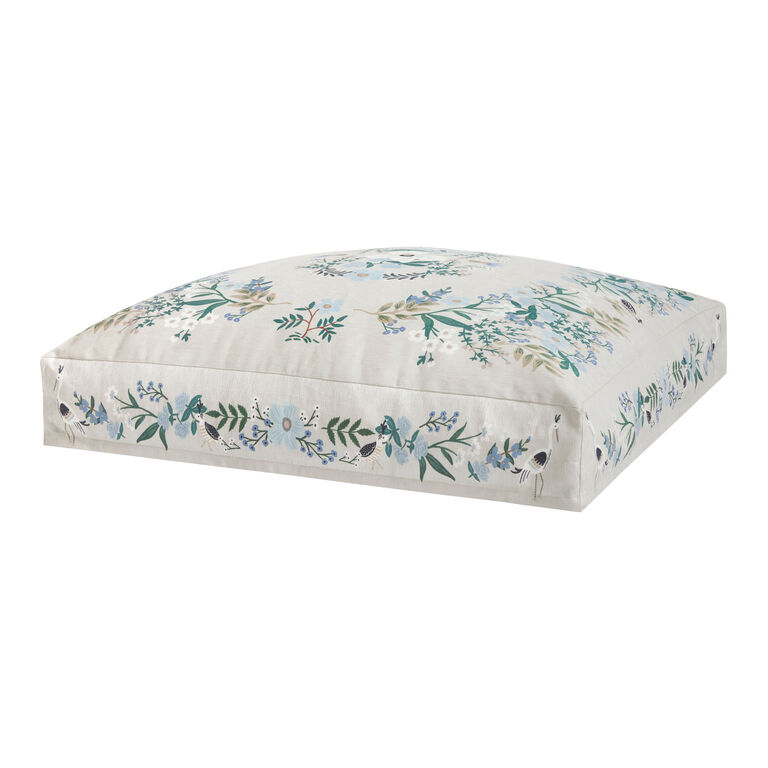 Rifle Paper Co. Gray And Blue Floral Floor Cushion image number 2