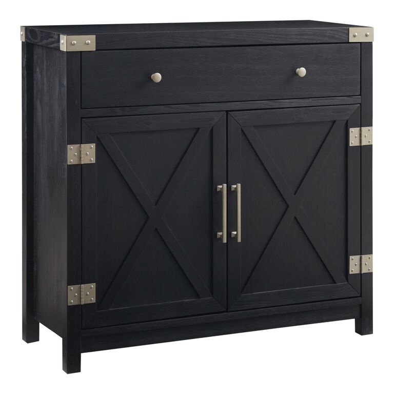 Lizzy Black Wood and Brushed Steel Storage Cabinet image number 1