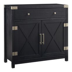 Lizzy Black Wood and Brushed Steel Storage Cabinet