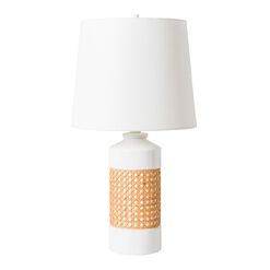 Reardon White Ceramic And Natural Cane Table Lamp
