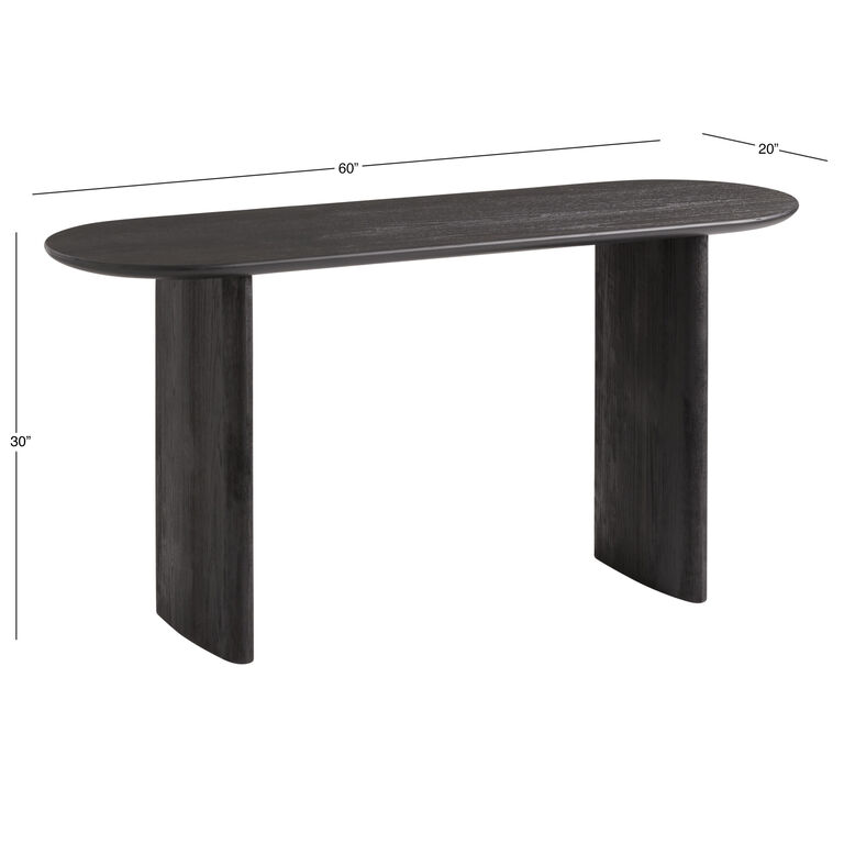 Zeke Oval Brushed Wood Console Table image number 5