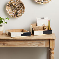 Sadie Black And White Bone Inlay Desk Accessory Collection
